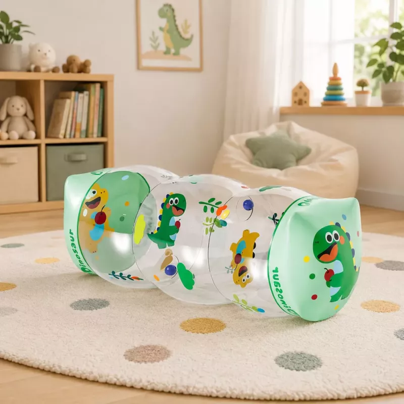 LEAN TOYS Inflatable Roller for Crawling for Toddlers Dinosaur 51 x 22cm