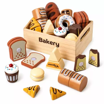 LEAN TOYS Koka mini maizes komplekts ar Velcro kastītē 10 gab.