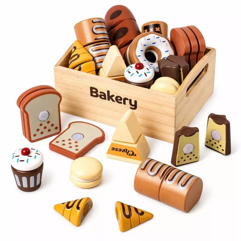 LEAN TOYS Koka mini maizes komplekts ar Velcro kastītē 10 gab.