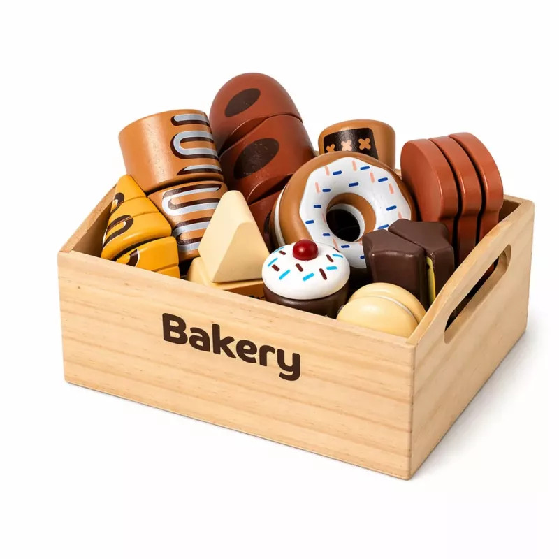 LEAN TOYS Koka mini maizes komplekts ar Velcro kastītē 10 gab.