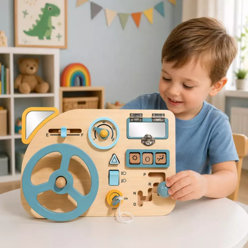 LEAN TOYS Koka manipulāciju dēlis sensorā stūre slēdzis svira