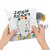 LEAN TOYS Mīkstā sensoriskā grāmatiņa ar šalkojošu un čīkstošu ziloni, pelēka