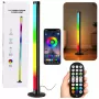 LEAN RGB LED stūra grīdas lampa ar mūzikas režīmu, tālvadības pulti un lietotni, 90 cm