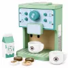 LEAN TOYS Koka kafijas automāta komplekts ar krūzēm, pienu un aksesuāriem bērniem