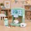 LEAN TOYS Koka kafijas automāta komplekts ar krūzēm, pienu un aksesuāriem bērniem