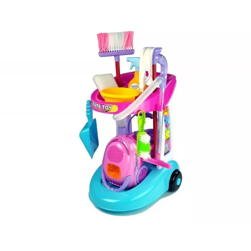 LEAN TOYS Tīrīšanas komplekts uz ratiņiem ar putekļu sūcēju