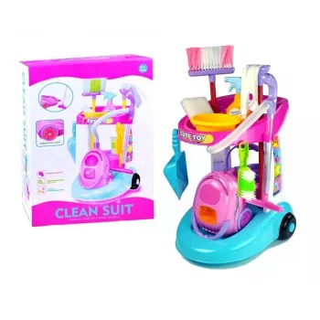 LEAN TOYS Tīrīšanas komplekts uz ratiņiem ar putekļu sūcēju