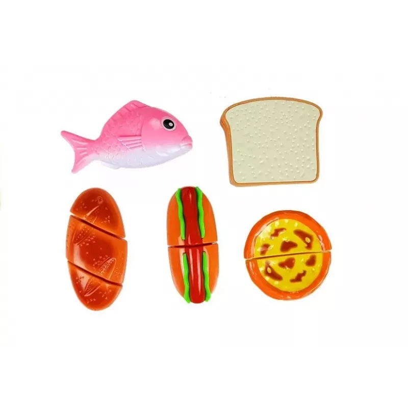 LEAN TOYS Hot-Dog Set for Cutting Ingredients in a Basket