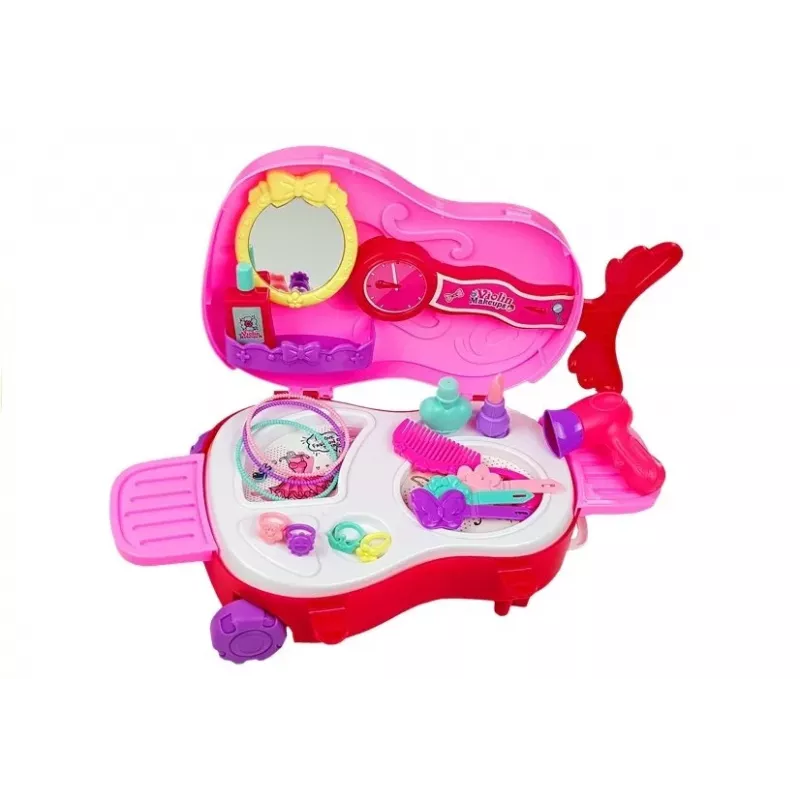 LEAN TOYS Pārnēsājams tualetes galdiņš vijoles futrālī ar spoguli - Melns mākslīgās ādas kosmētikas futrālis