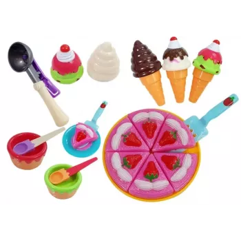 LEAN TOYS Saldumu, desertu, saldējuma, cepumu aksesuāru komplekts - Lomu spēles pārtikas komplekts