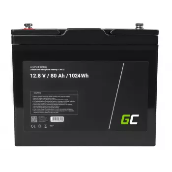 Greencell LiFePO4 akumulators fotoelementu kempingiem un laivām 12V 12.8V 80Ah