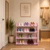 LEAN Shoe Cabinet Lightweight 4-Tier Shelf Freestanding Pink