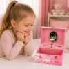 LEAN TOYS Uztināmā mūzikas kastīte un rotaslietu kastīte bērniem ar spoguli rozā