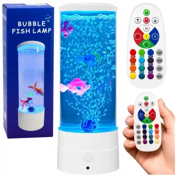 LEAN Decorative Night Lamp LED RGB Aquarium With Fish 16 Colors USB White