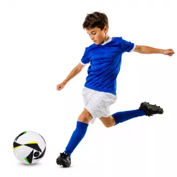 LEAN TOYS Treniņfutbols zālāja laukumam, balts ar rakstiem, 5. izmērs (22 cm)