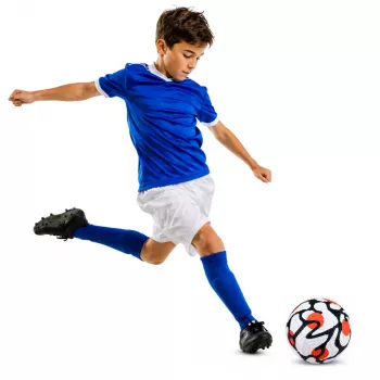 LEAN TOYS Treniņfutbols zālāja laukumam, balts un oranžs, 22 cm, 5. izmērs
