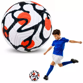 LEAN TOYS Treniņfutbols zālāja laukumam, balts un oranžs, 22 cm, 5. izmērs
