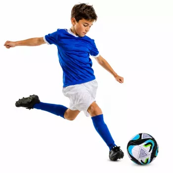 LEAN TOYS Treniņu futbols zālājam, melns un zils, 22 cm, 5. izmērs