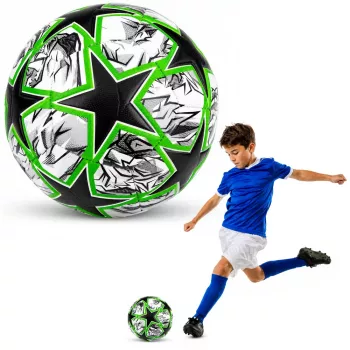 LEAN TOYS Treniņfutbols zālājam Zaļas Zvaigznes 22cm 5. izmērs