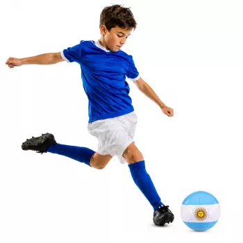 LEAN TOYS Treniņu futbols zālāja laukumam, Argentīnas krāsas, 22cm, 5. izmērs
