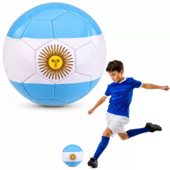 LEAN TOYS Treniņu futbols zālāja laukumam, Argentīnas krāsas, 22cm, 5. izmērs