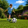 LEAN TOYS Treniņbumba futbolam uz zāles laukuma Melnbalta Milasa 22cm 5. izmērs