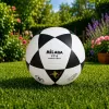 LEAN TOYS Treniņbumba futbolam uz zāles laukuma Melnbalta Milasa 22cm 5. izmērs