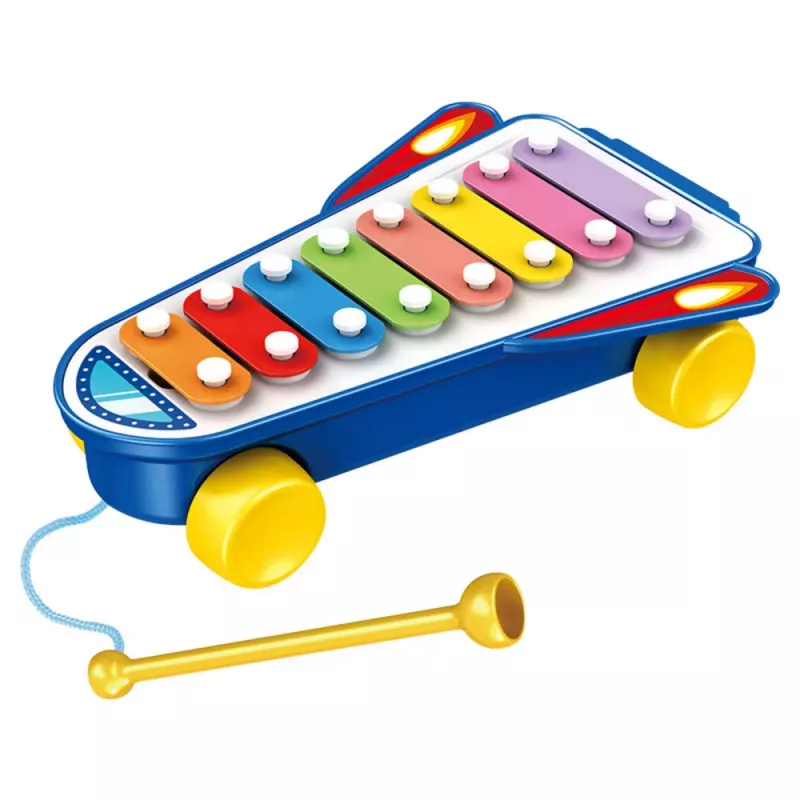 LEAN TOYS Bērnu šķīvji Raķete uz Riteņiem Kosmosa kuģa Nūjiņa Zila