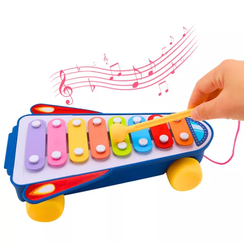 LEAN TOYS Bērnu šķīvji Raķete uz Riteņiem Kosmosa kuģa Nūjiņa Zila