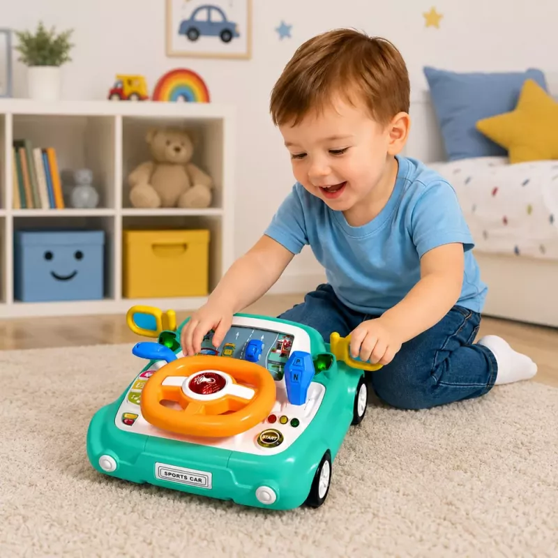 LEAN TOYS Interaktīvais paneļa braukšanas simulators ar gaismām un skaņām zils
