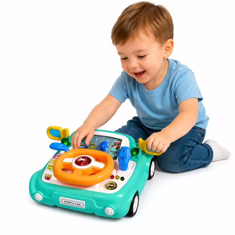 LEAN TOYS Interaktīvais paneļa braukšanas simulators ar gaismām un skaņām zils
