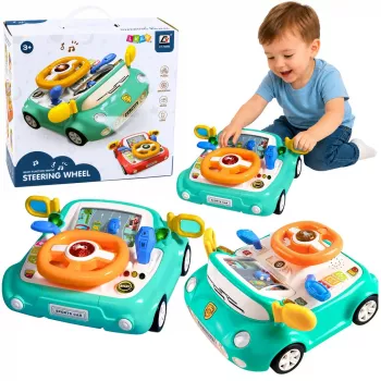 LEAN TOYS Interaktīvais paneļa braukšanas simulators ar gaismām un skaņām zils