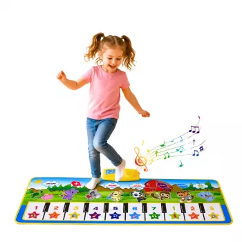 LEAN TOYS Izglītojošs Mūzikas Paklājs Klavieres Dzīvnieku Skaņas Instrumentu Skaņas 100x36 cm
