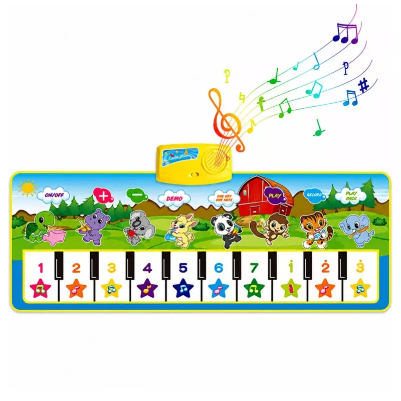 LEAN TOYS Izglītojošs Mūzikas Paklājs Klavieres Dzīvnieku Skaņas Instrumentu Skaņas 100x36 cm