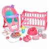 LEAN TOYS Interaktīvā lelle ar urinēšanas funkciju, ratiņi, šūpulis un aksesuāri 3-in-1 komplekts