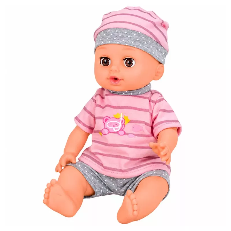 LEAN TOYS Interaktīvā lelle ar urinēšanas funkciju, ratiņi, šūpulis un aksesuāri 3-in-1 komplekts