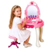 LEAN TOYS Bērnu tualetes galdiņš ar krēslu, gaismām, fēnu, aksesuāriem, skaņām, rozā
