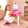 LEAN TOYS Bērnu tualetes galdiņš ar krēslu, gaismām, fēnu, aksesuāriem, skaņām, rozā