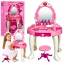 LEAN TOYS Bērnu tualetes galdiņš ar krēslu, gaismām, fēnu, aksesuāriem, skaņām, rozā