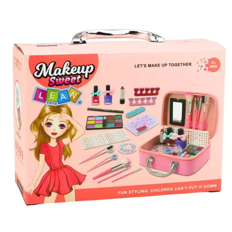LEAN TOYS Beauty Set kosmētikas soma bērniem, nagu aksesuāri, žāvētājs, 20 gab.