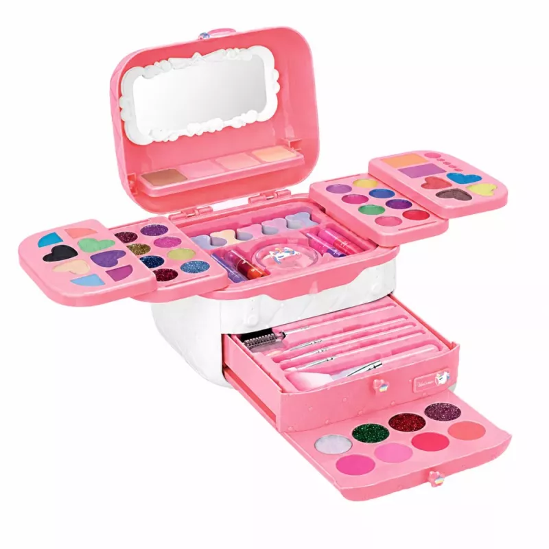 LEAN TOYS Beauty Set Bērnu kosmētikas kastīte Rozā Vienradzis 72 gab.