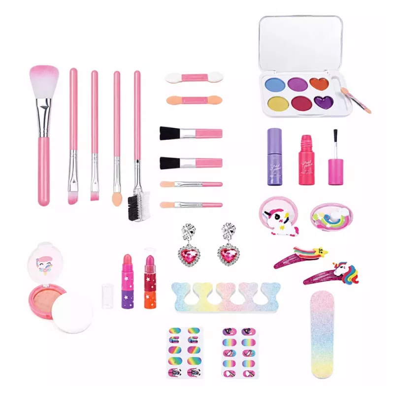 LEAN TOYS Beauty Set Bērnu kosmētikas kastīte Rozā Vienradzis 72 gab.