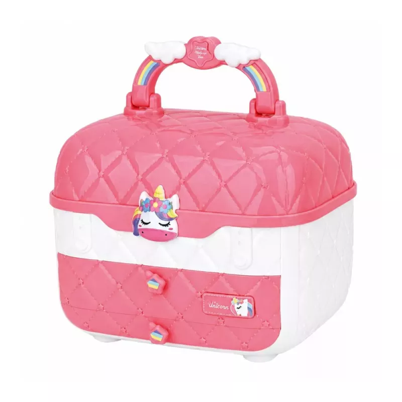 LEAN TOYS Beauty Set Bērnu kosmētikas kastīte Rozā Vienradzis 72 gab.