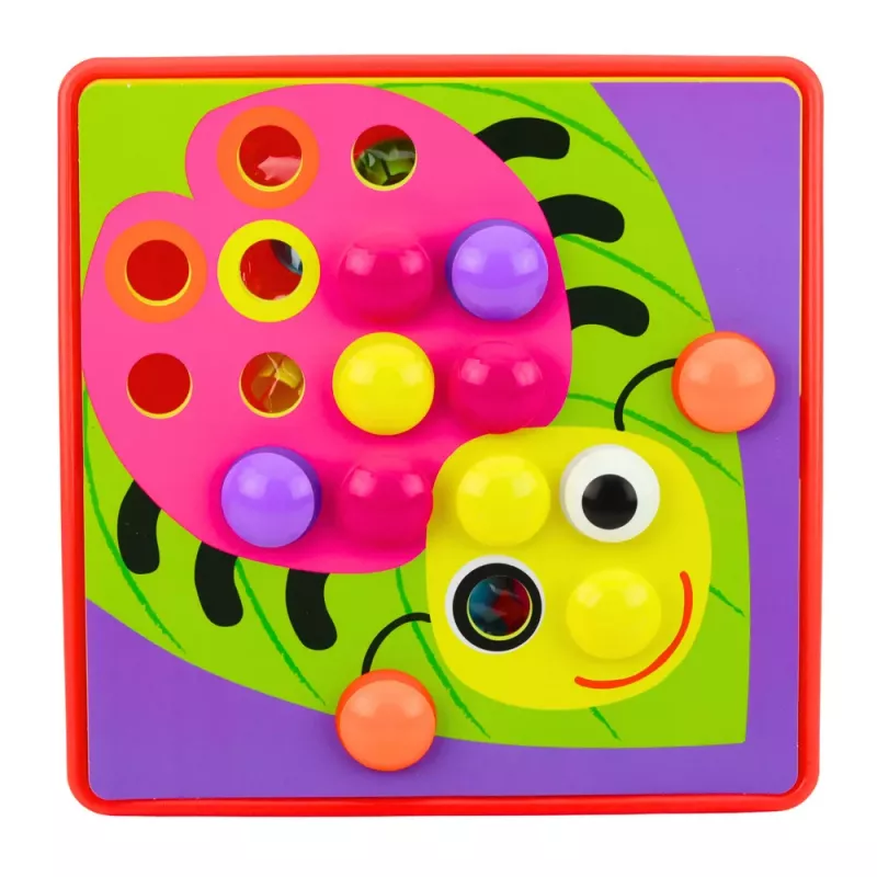 LEAN TOYS Button Mosaic Puzzle Creative Geometric Puzzle Mushrooms 46 pcs.