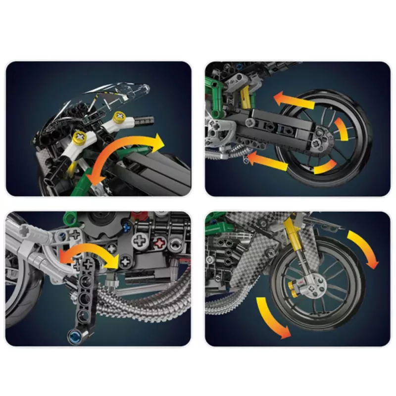 LEAN TOYS Konstrukcijas klucīši Racing Motocikls Sports Melns 656 gab.