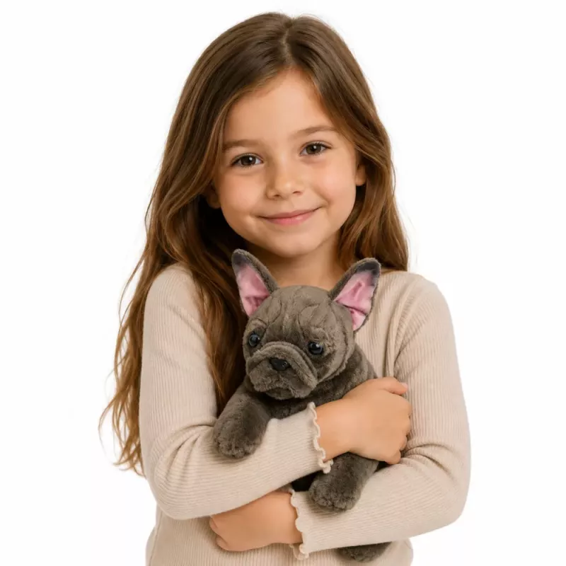 LEAN TOYS Plush Toy French Bulldog Brown 22 cm