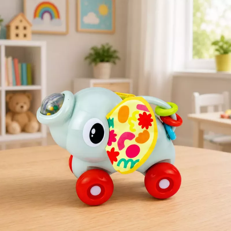 LEAN TOYS Interaktīvā sensorā rotaļlieta Ziloņa mašīna mazuļiem Pelēka
