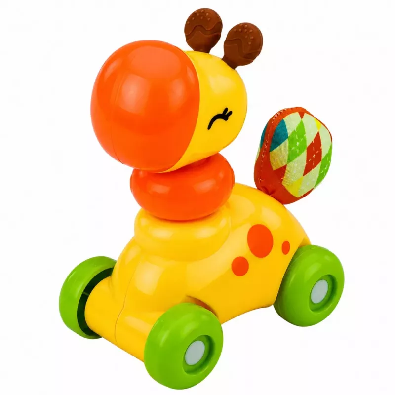 LEAN TOYS Interaktīvā sensorā rotaļlieta Žirafes mašīna mazuļiem Dzeltena