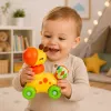 LEAN TOYS Interaktīvā sensorā rotaļlieta Žirafes mašīna mazuļiem Dzeltena