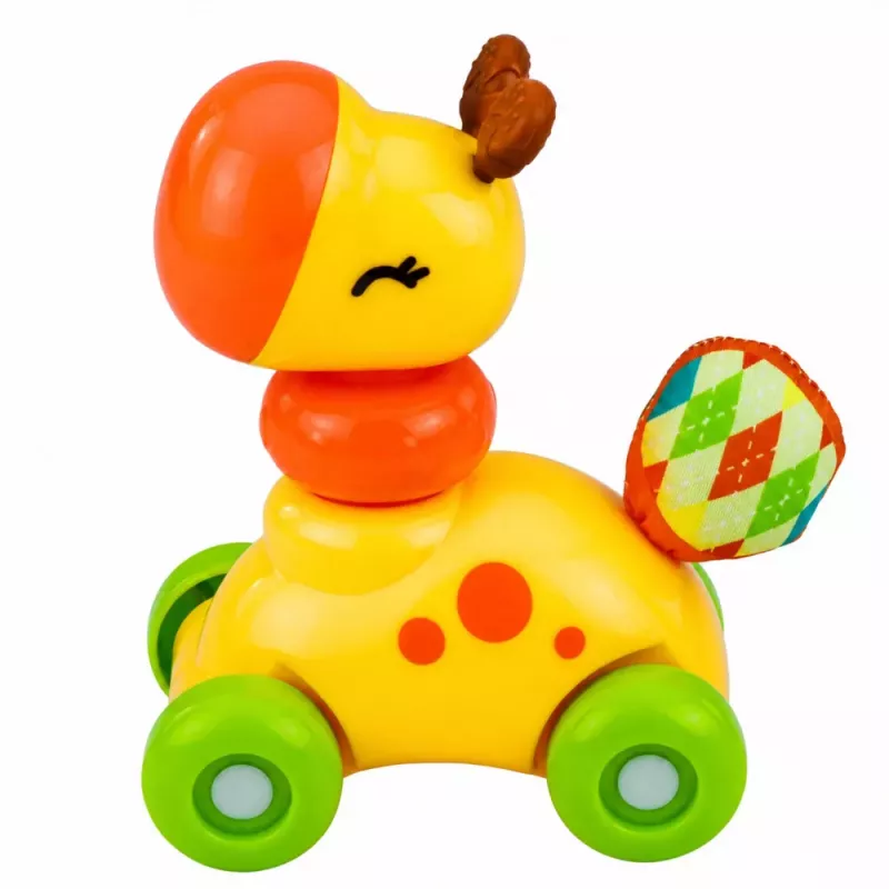 LEAN TOYS Interaktīvā sensorā rotaļlieta Žirafes mašīna mazuļiem Dzeltena